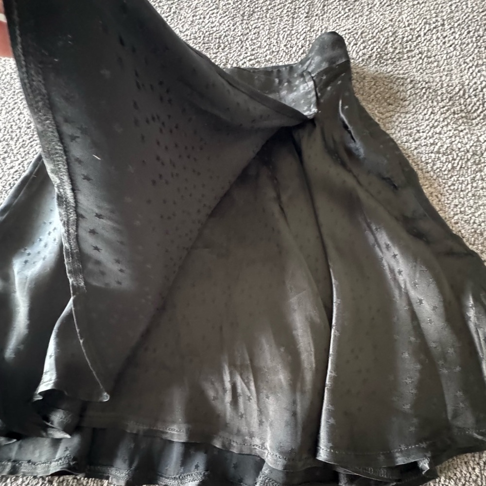 Free People Black Satin Skirt with Stars. - Picture 6 of 13
